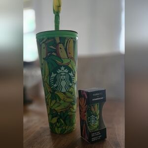Starbucks Farm Rio Banana Leaf Tumbler And Coffee Keychain